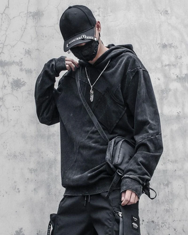 Streetwear Black Denim Hoodie