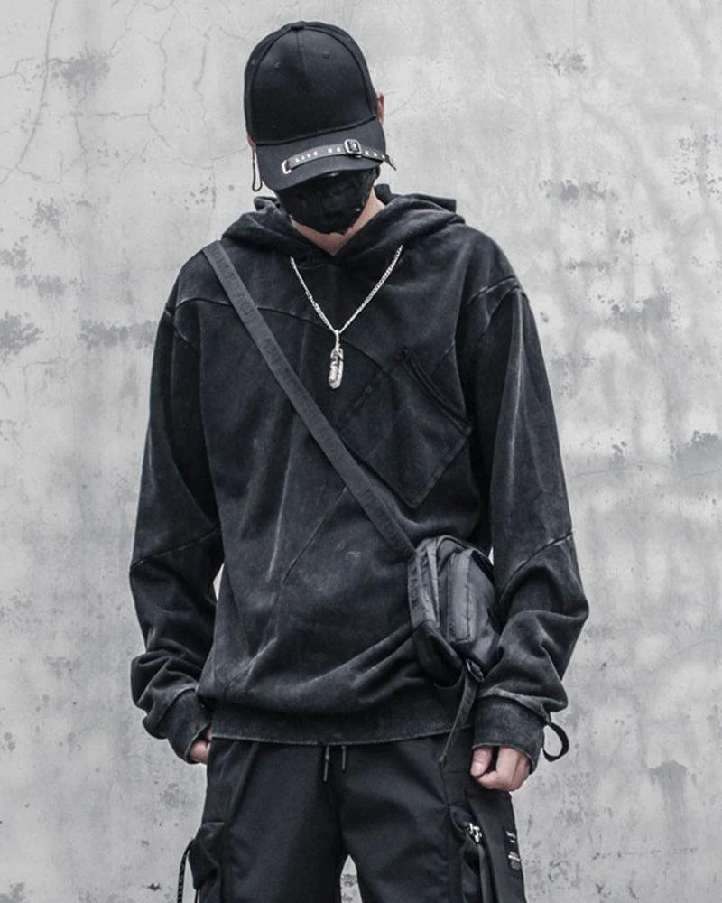 Streetwear Black Denim Hoodie