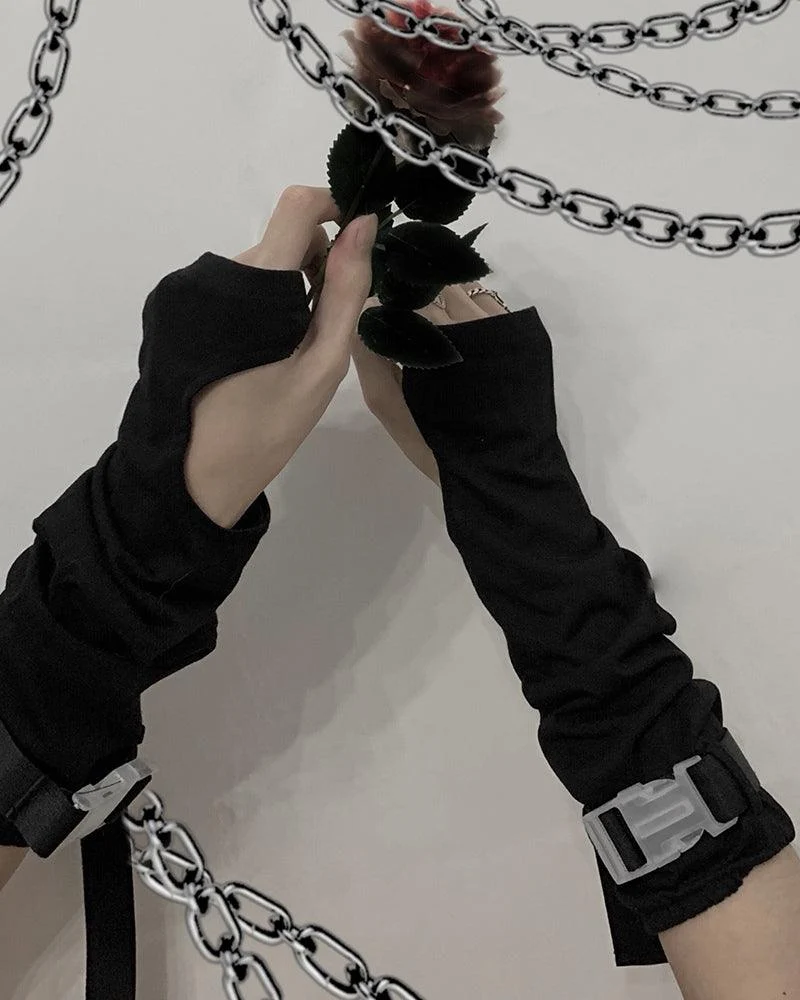 Forever Young Futuristic Buckle Gloves