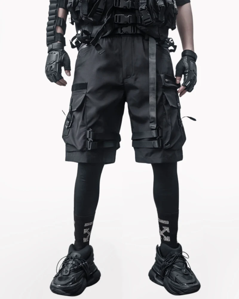 Streetwear Multi Pockets Black Cargo Shorts