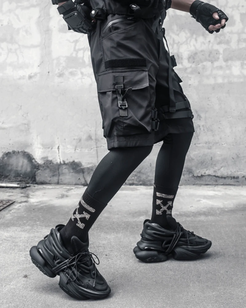 Streetwear Multi Pockets Black Cargo Shorts