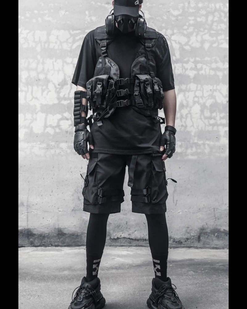 Streetwear Multi Pockets Black Cargo Shorts