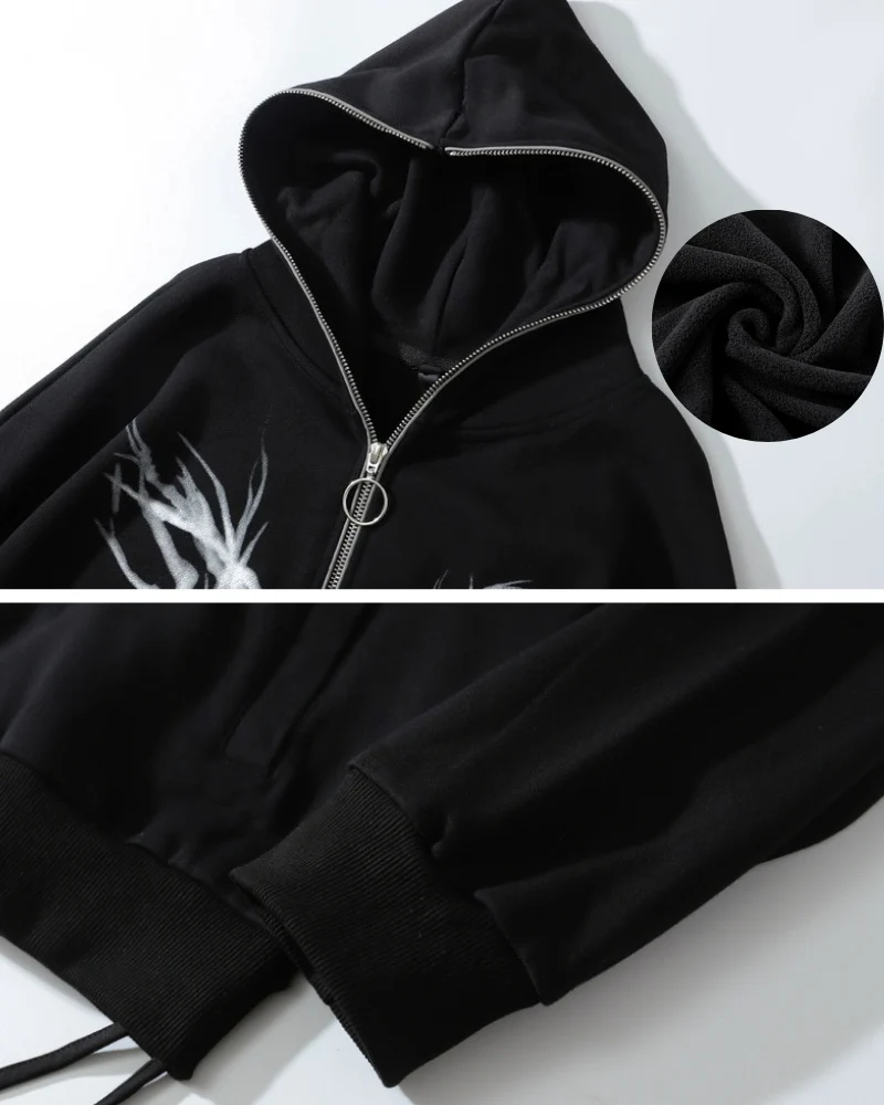 Streetwear Full Zip Thick Hoodie Jacket