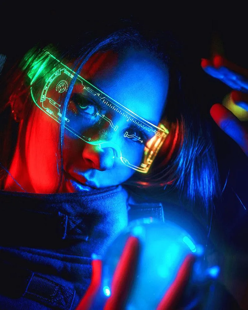 Cyberpunk 7 Colors Changing Flashing LED Glasses