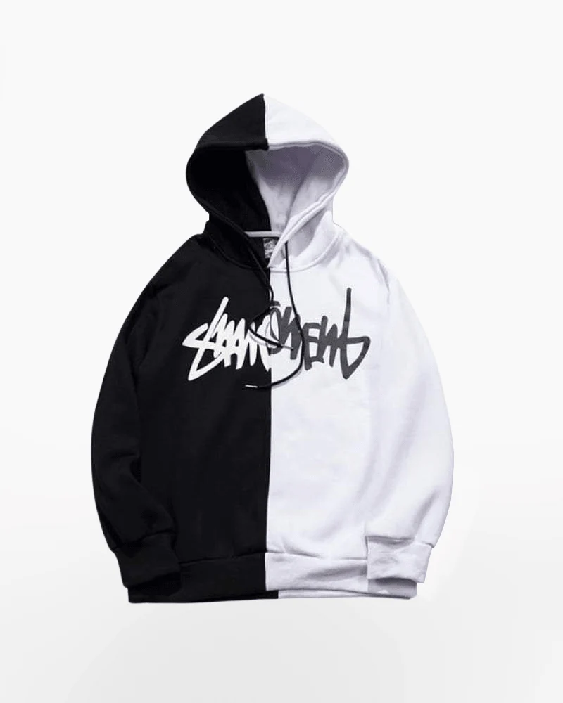 Techwear Claw Marks Black and White Hoodie