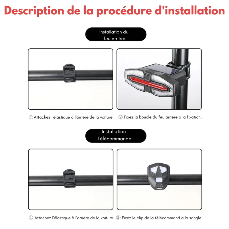 Feu arrière clignotant vélo – Télécommande sans fil & visibilité renforcée | Lumivelo™