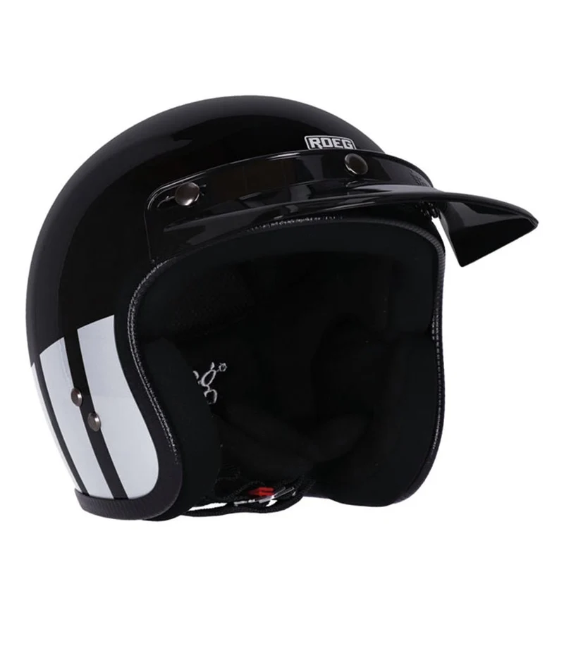 Casco Vintage Omologato Roeg Carbonstone White