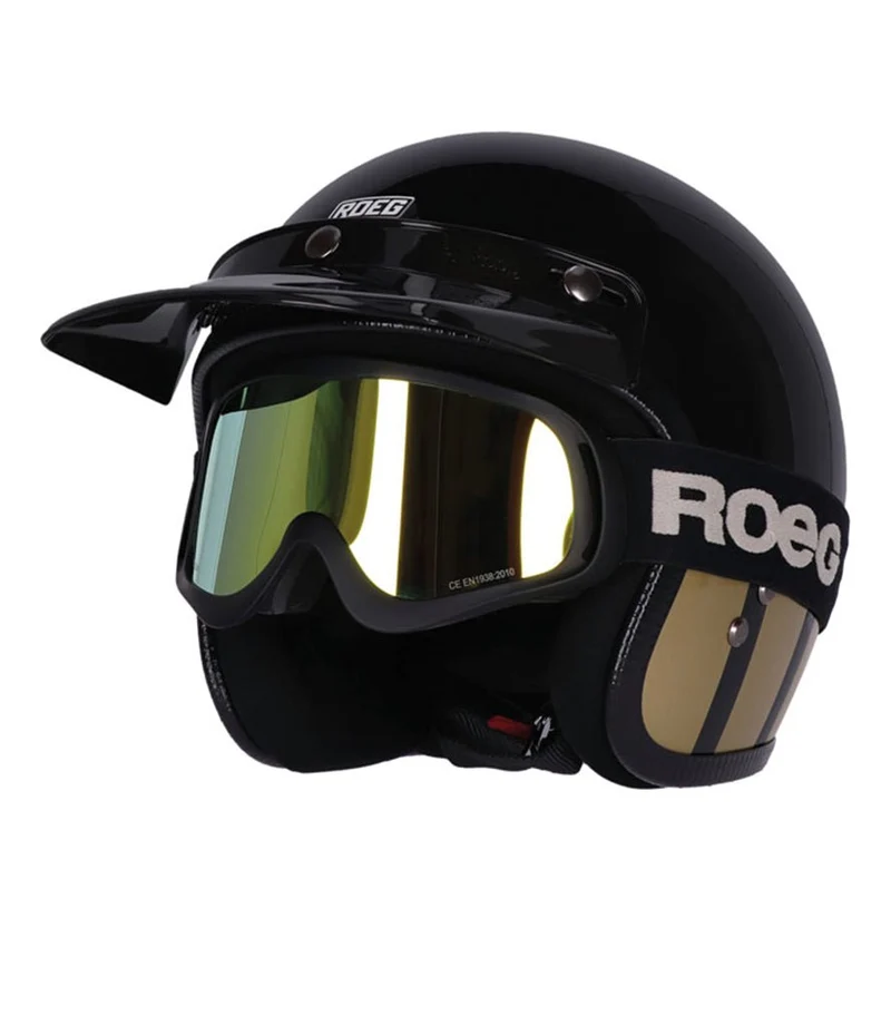 Casco Vintage Omologato Roeg Carbonstone Gold