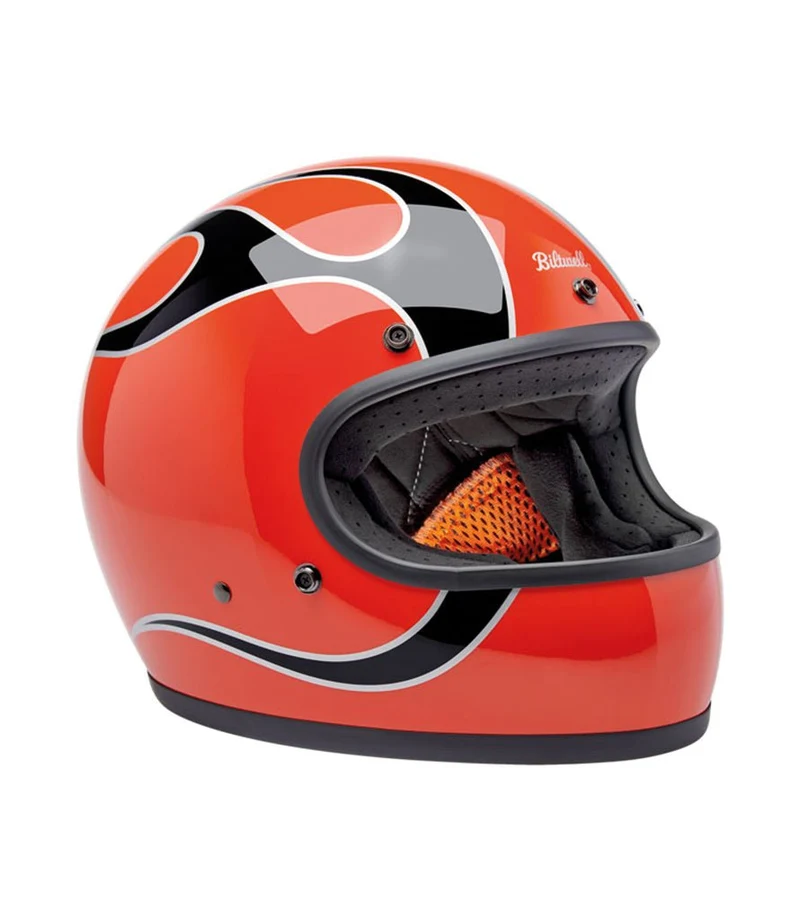 Casco Biltwell Gringo Comp Orange Flames
