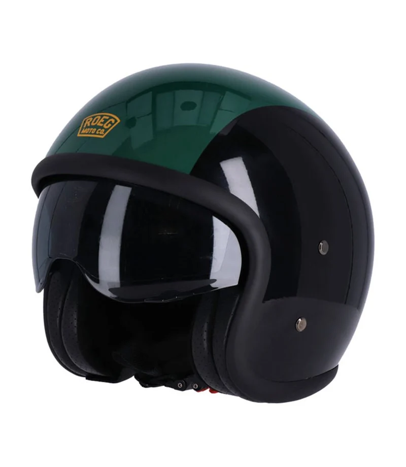 Casco Jet con Occhiali Roeg Sundown Vintage Nero Verde