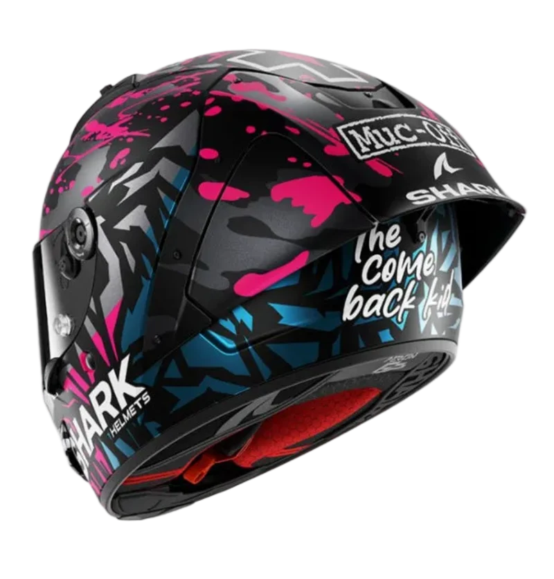SHARK AERON-GP FIM RACING #2 REPLICA Rojo NEGRO AZUL VIOLETA Casco De Moto