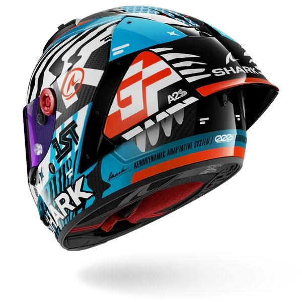 SHARK AERON-GP FIM RACING #2 SPEED-FANCY Carbon Blanco Azul Casco De Moto