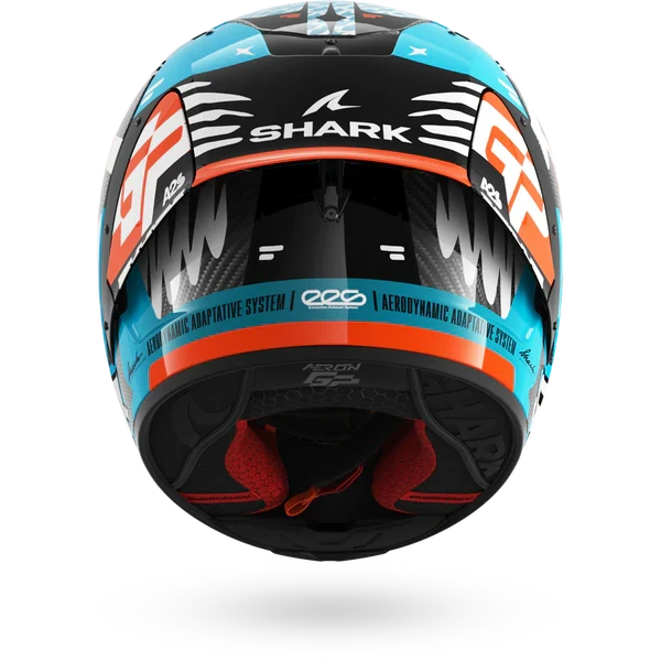 SHARK AERON-GP FIM RACING #2 SPEED-FANCY Carbon Blanco Azul Casco De Moto