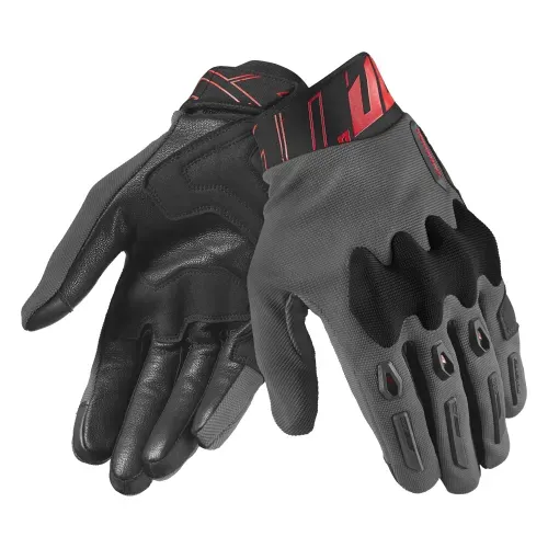 SEVENTY DEGREES SD-N66 FULLGAS GUANTES DE MOTO HOMBRE GRIS OSCURO ROJO