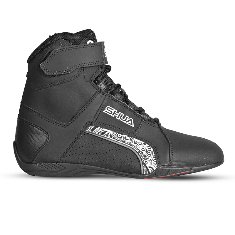 SHUA DUKE PRO BOTAS DE MOTO PIEL MUJER NEGRO BLANCO