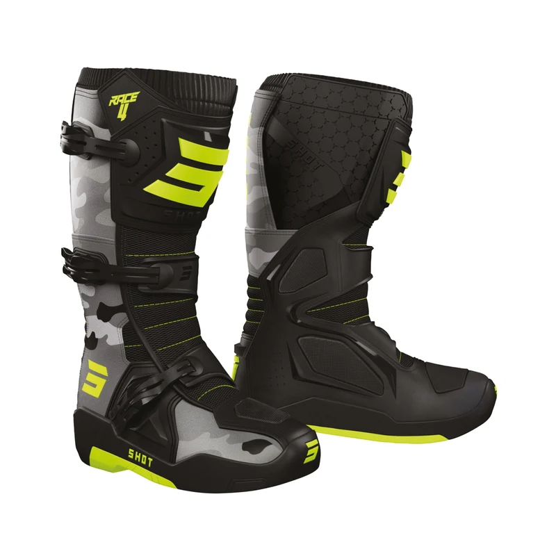 SHOT RACE 4 BOTAS DE MOTOCROSS CAMO NEON_YELLOW