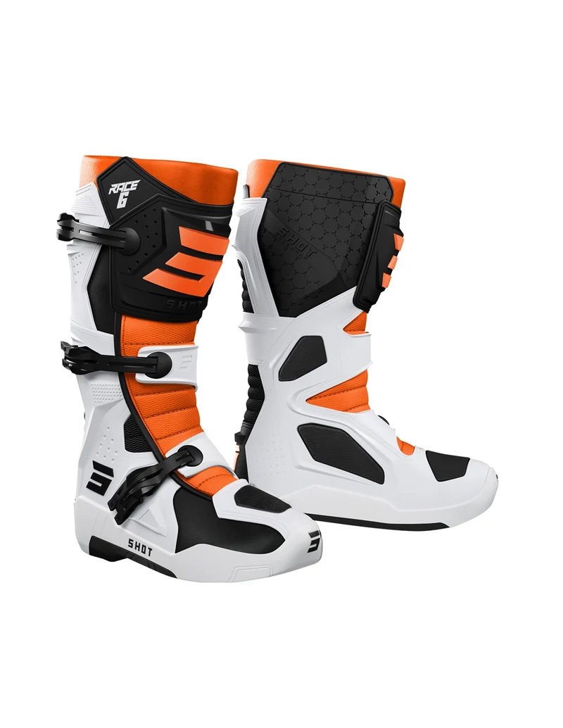 SHOT RACE 6 BOTAS DE MOTOCROSS BLACK_WHITE_ORANGE