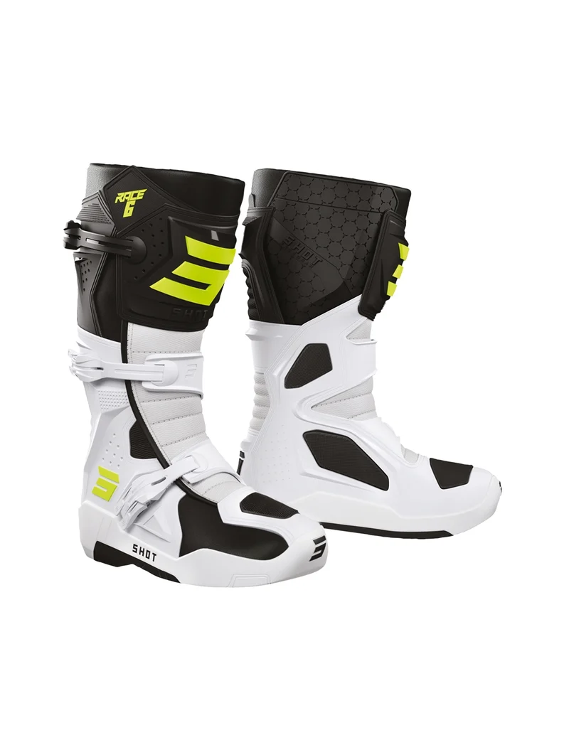 SHOT RACE 6 BOTAS DE MOTOCROSS BLACK_WHITE_NEON_YELLOW
