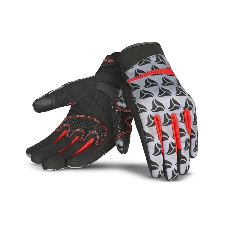R-TECH LEOPARD TEXTIL GUANTE DE MOTO NEGRO ROJO