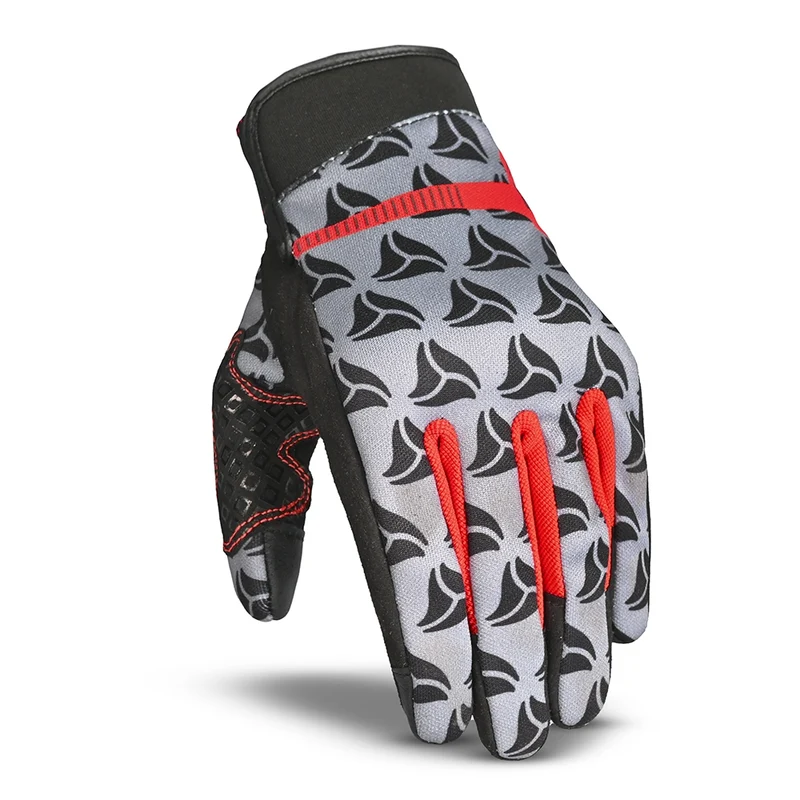 R-TECH LEOPARD TEXTIL GUANTE DE MOTO NEGRO ROJO