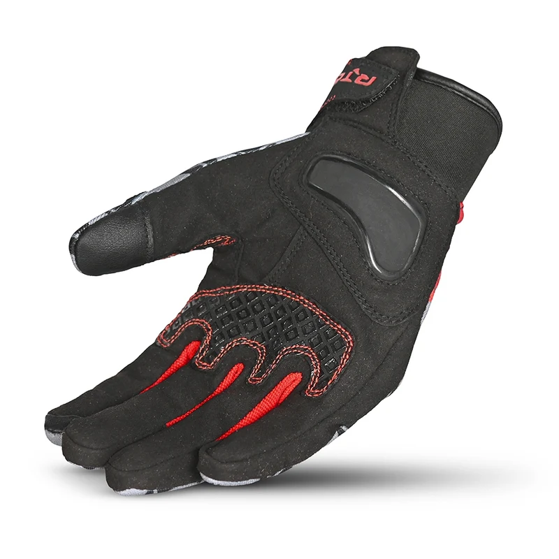 R-TECH LEOPARD TEXTIL GUANTE DE MOTO NEGRO ROJO