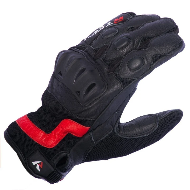 R-TECH VIBO PIEL GUANTE DE MOTO NEGRO ROJO