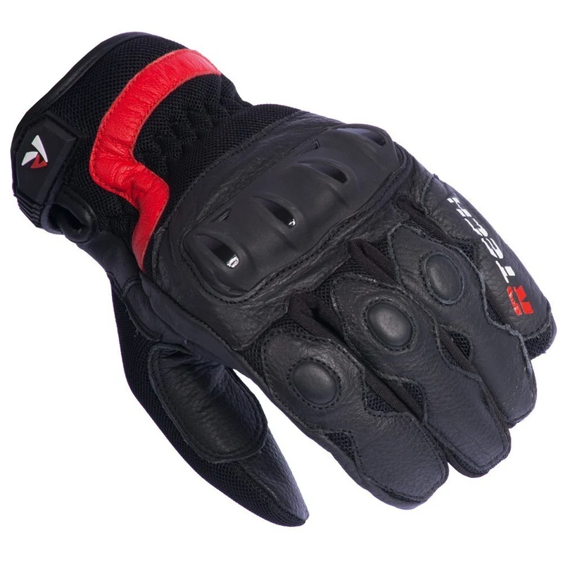 R-TECH VIBO PIEL GUANTE DE MOTO NEGRO ROJO