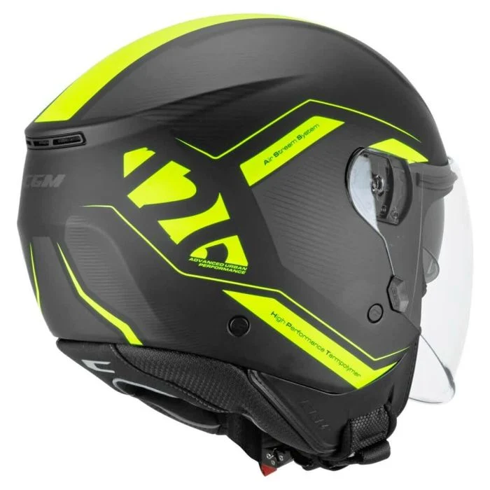 CGM 126G IPER CITY Casco Jet De Moto Negro Amarillo Flouro