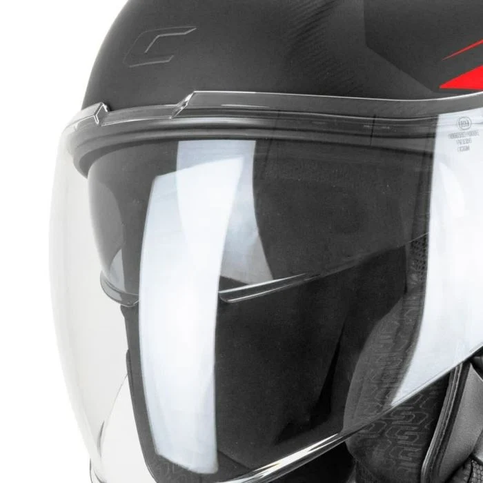 CGM 126G IPER CITY Casco Jet De Moto Negro Rojo Opaco