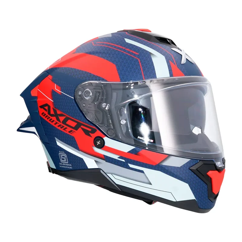 AXOR BRUTALE PLEXUS CASCO INTEGRL DE MOTO AZUL MATE ROJO