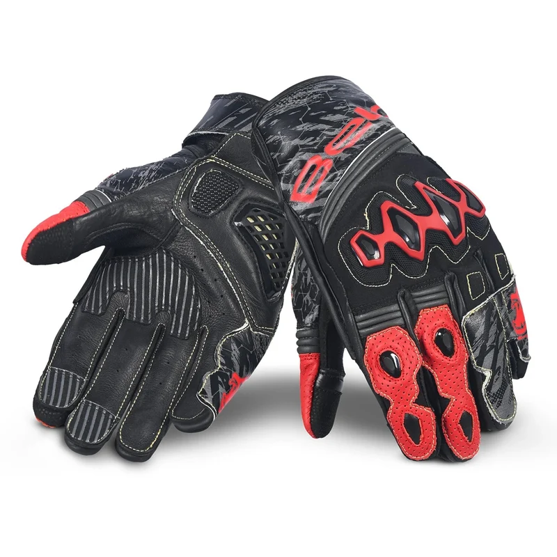 BELA ARMOUR PRO GUANTES DE MOTO SHORT NEGRO ROJO