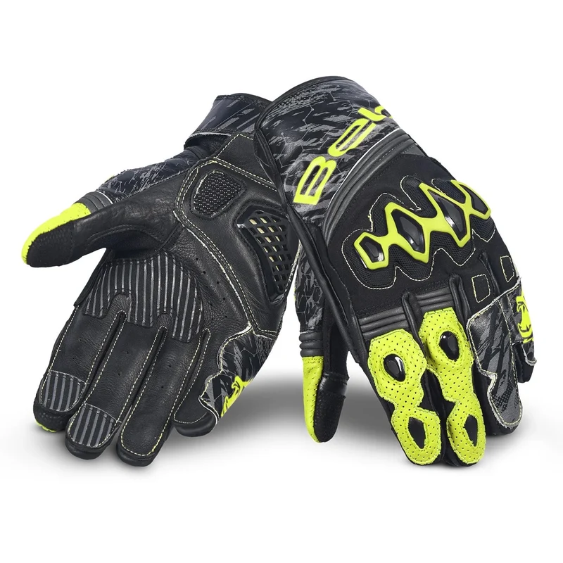 BELA ARMOUR PRO GUANTES DE MOTO SHORT NEGRO AMARILLO FLOU