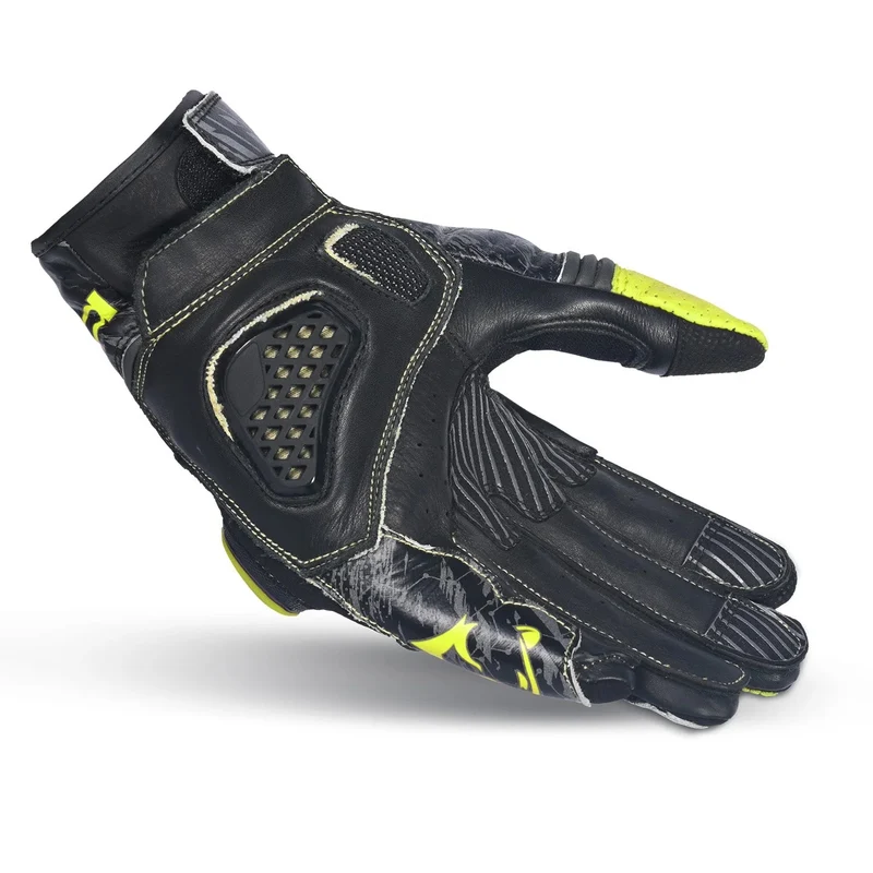 BELA ARMOUR PRO GUANTES DE MOTO SHORT NEGRO AMARILLO FLOU