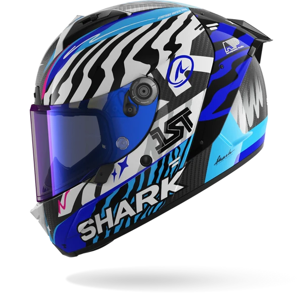 SHARK AERON SPEED-FANCY Carbon Blanco Azul Casco De Moto