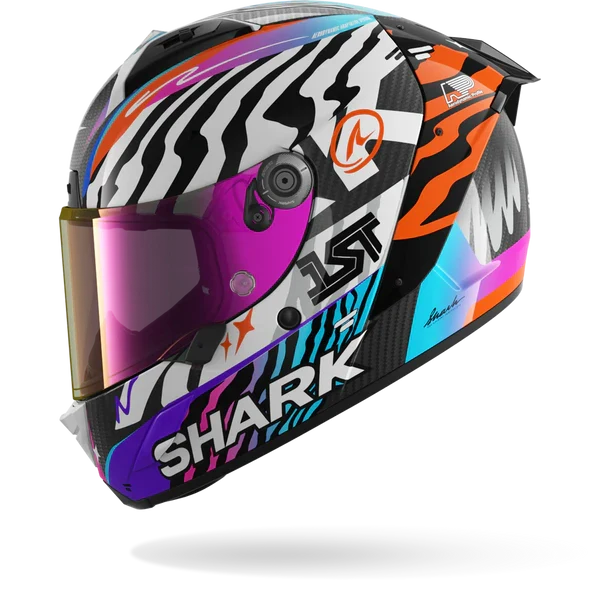 SHARK AERON SPEED-FANCY Carbon Blanco Naranja Casco De Moto