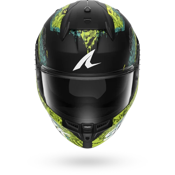 SHARK D-SKWAL 3 SPEED-VIB Mat NEGRO Green Azul Casco De Moto