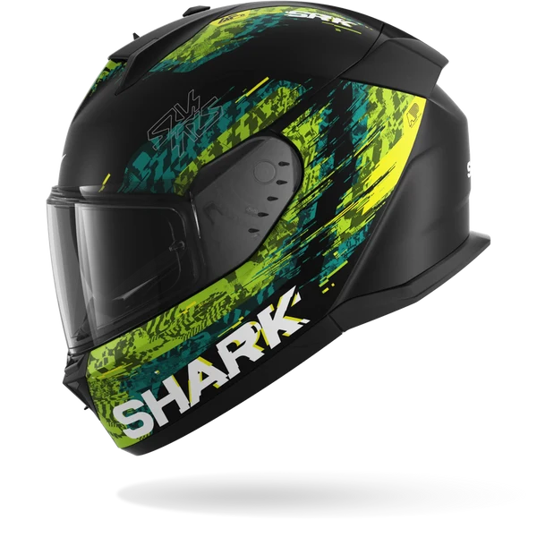 SHARK D-SKWAL 3 SPEED-VIB Mat NEGRO Green Azul Casco De Moto