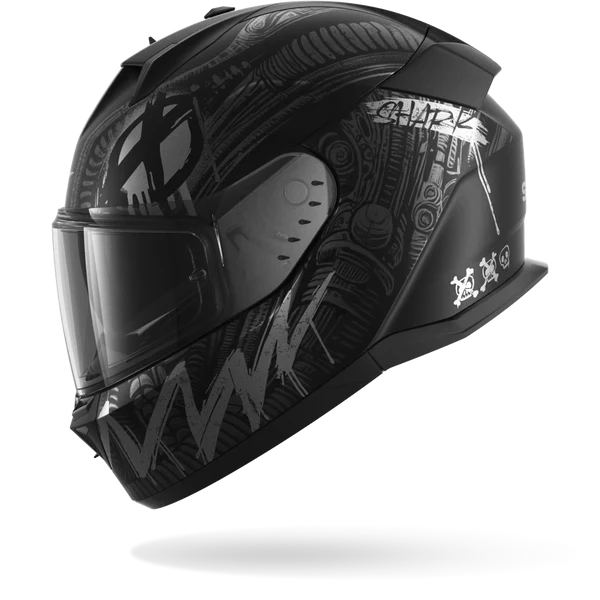 SHARK D-SKWAL 3 SHIEVER Mat NEGRO Anthra Plata Casco De Moto