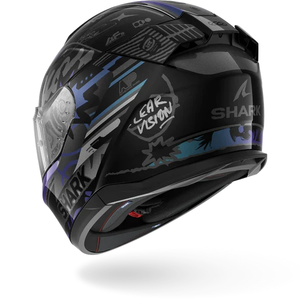SHARK D-SKWAL 3 STREETRUSH NEGRO Green Chrome Casco De Moto