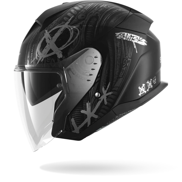 SHARK SKWAL JET SHIEVER Mat NEGRO Anthra Plata Casco De Moto