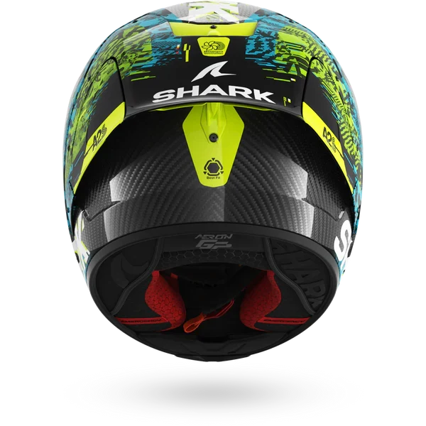 SHARK AERON-GP FIM RACING #2 SPEED-VIB Carbon Azul Green Casco De Moto