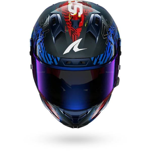 SHARK AERON-GP FIM RACING #2 SPEED-VIB Carbon Azul Rojo Casco De Moto