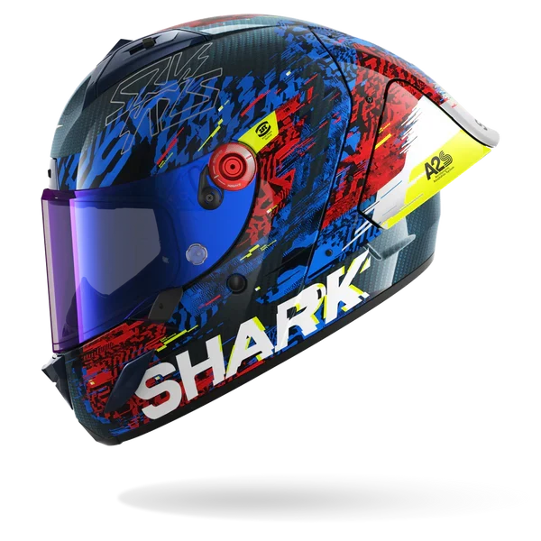 SHARK AERON-GP FIM RACING #2 SPEED-VIB Carbon Azul Rojo Casco De Moto