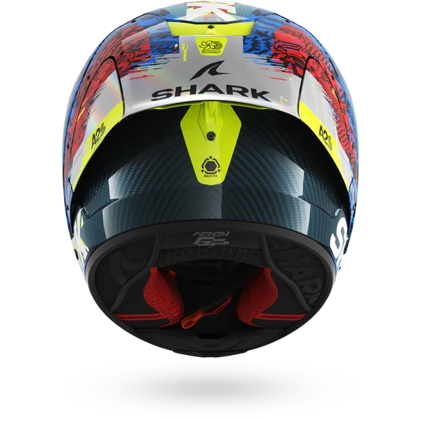 SHARK AERON-GP FIM RACING #2 SPEED-VIB Carbon Azul Rojo Casco De Moto