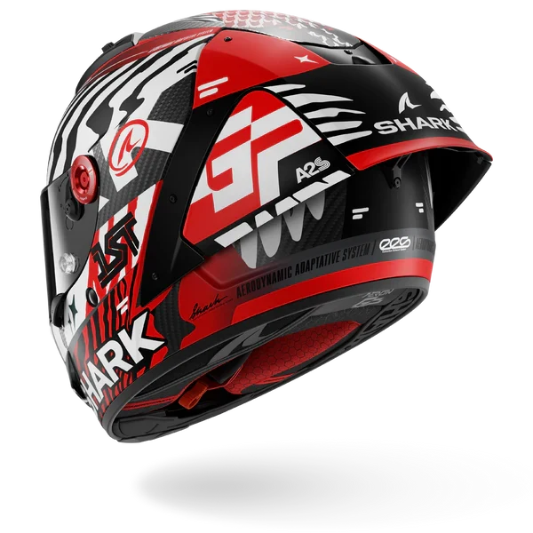 SHARK AERON-GP FIM RACING #2 SPEED-FANCY Mat Carbon Blanco Rojo Casco De Moto