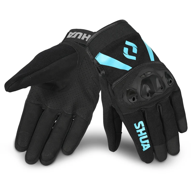 SHUA SHOT GUANTES DE MOTO TEXTILE MUJER NEGRO TURQUESA