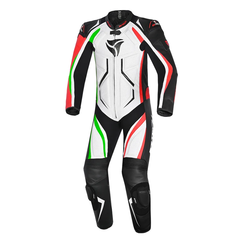 R-TECH DEFENDER GP 1 PC MONO DE MOTO NEGRO BLANCO ROJO VERDE