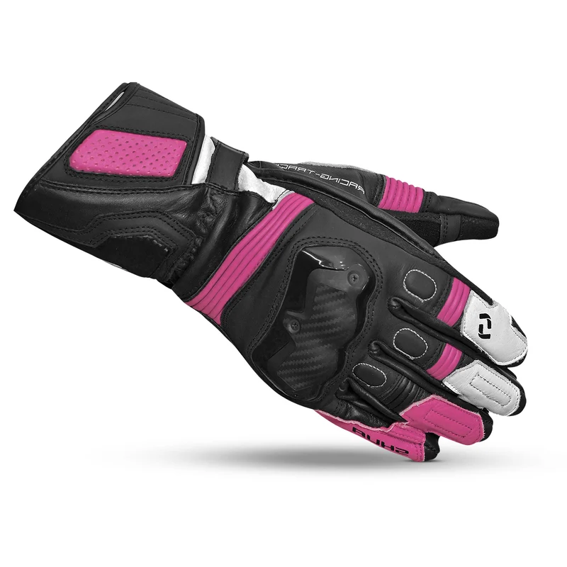 SHUA RANGER PRO GUANTES DE MOTO MUJER NEGRO BLANCO FUSHIA