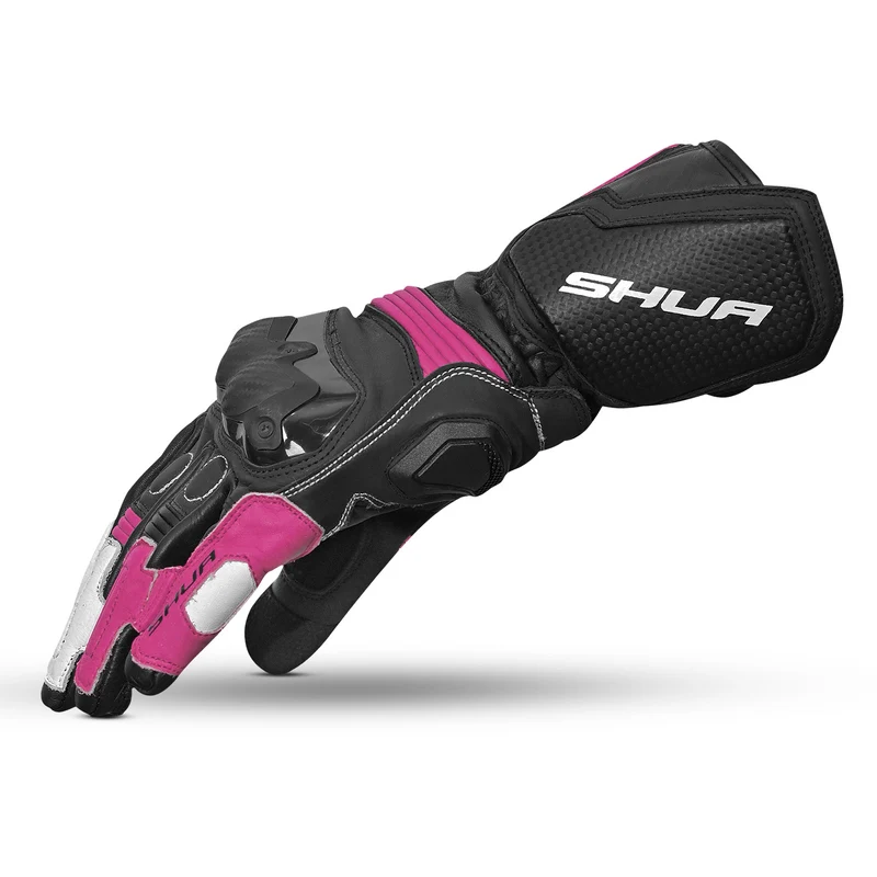 SHUA RANGER PRO GUANTES DE MOTO MUJER NEGRO BLANCO FUSHIA