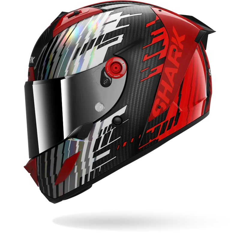 SHARK Aeron Edgy Carbon Casco De Moto Cromo Rojo